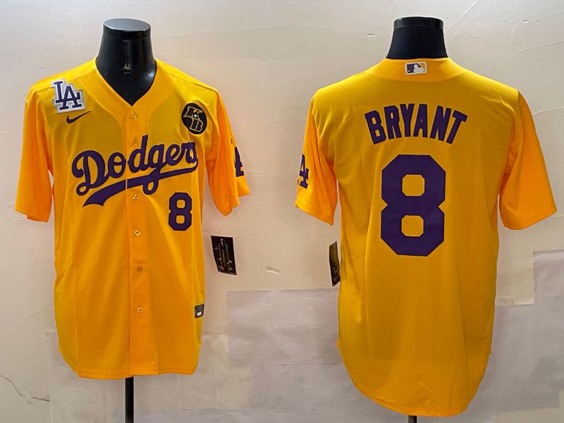 Men Los Angeles Dodgers #8 Bryant Yellow Game 2025 Nike MLB Jersey style 2